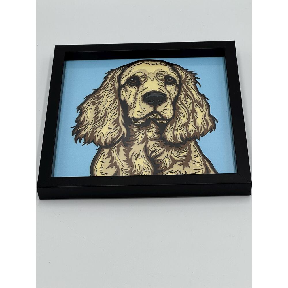 9 Paper Layers Of Mixed Colors Cocker Spaniel Dog/Puppy Framed Art 7x7